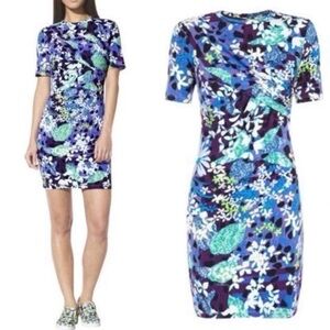 Peter Pilotto Target Floral Wrap Dress 🌺 Stretch Sheath Purple Teal Vibes XL NWT